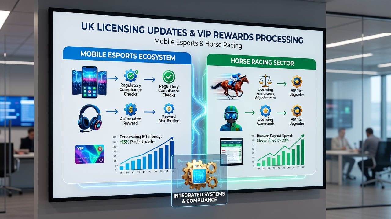 Horse racing mobile app dashboard with VIP tier updates and reward processing indicators